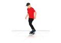 Graphics image man cartoon character riding a skateboard or surf skate standing vector illustration Royalty Free Stock Photo