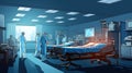 Graphics of Medical team at the hospital looking very happy first person view fantastic realism bright lighting