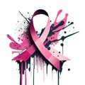 graphics pink ribbon on a white background symbol of the fight against breast cancer