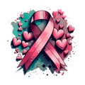 graphics pink ribbon on a white background symbol of the fight against breast cancer