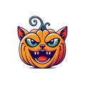 graphics of pumpkin cat jack o lantern on white background Royalty Free Stock Photo