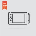 Graphics tablet icon in flat style isolated on grey background Royalty Free Stock Photo