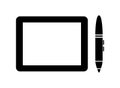 Graphics tablet and pen vector icon