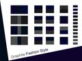 Graphite color palette trend collection. Dark blue and dark gray sample scheme design. Color trends design.