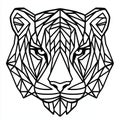 Graphite Leopard: A geometric, polygonal design of a leopard's face using modern line art techniques. Royalty Free Stock Photo