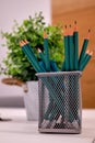 Graphite pencils in a basket Royalty Free Stock Photo