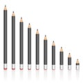 Graphite Pencils Reduction Different Sizes Royalty Free Stock Photo