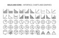 Graphs, bold line icons