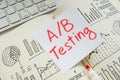 Graphs and charts with A B testing label as a symbol of data-driven decision making.