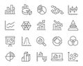 Graphs and charts icons set. Editable vector stroke.
