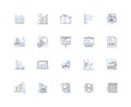 Graphs charts line icons collection. Bar, Line, Pie, Scatter, Area, Graph, Chart vector and linear illustration. Data