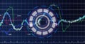 Graphs processing data and data loading icon on black background