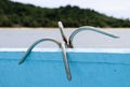 Grapnel in a traditional wooden boat