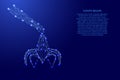 Grapple, loading device, from futuristic polygonal blue lines and glowing stars for banner, poster, greeting card. Vector