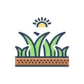 Color illustration icon for Gras, grass and natural