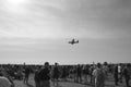 Grascale shot of C-130 transport plane at the Sanicole airshow in Belgium. Royalty Free Stock Photo