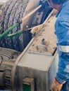 Grasing  aft  winch on board a ship Royalty Free Stock Photo