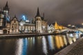 Graslei Embankment by Night in Gent