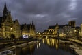 Graslei Harbor in Gent at Night