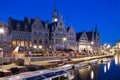 The Graslei at night. Ghent. Belgium