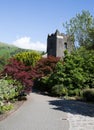 Grasmere village church Cumbria uk popular tourist destination English Lake District National Park