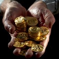 Grasping Bitcoin Wealth AI Generative Royalty Free Stock Photo