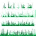 Bright green grass. Set of isolated vector design elements and horizontal seamless pattern in flat style.