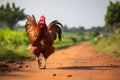 Rooster bird pasture poultry farming animal chickens hen agriculture outdoors nature Royalty Free Stock Photo