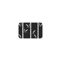 Grass bamboo logo rectangle shape, black and white negative, space style, creative emblem for spa and beauty salon, asian massage