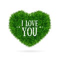 Grass Banner Heart Love You Valentine Concept Card. Vector