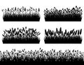 Grass borders silhouette set on white background vector Royalty Free Stock Photo