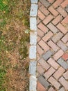 Grass, Brick, and Field stone background texture Royalty Free Stock Photo