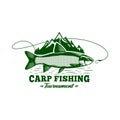 Grass carp fishing badge Royalty Free Stock Photo