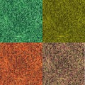 Grass colorful collection. Four seamless patterns with grass.