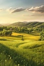 grass-covered rolling hills during golden hour Royalty Free Stock Photo