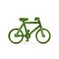 Grass covered simplified bicycle shape on white background