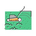 grass cutting with lawn mower color icon vector illustration