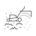 grass cutting with lawn mower line icon vector illustration