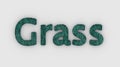 Grass - 3d word azure on white background. fresh Grass letters isolated illustration. lawns for villas. golf lawn. garden with