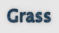 Grass - 3d word blue on white background. fresh Grass letters isolated illustration. lawns for villas. golf lawn. garden with