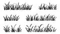 Grass doodle ink brush sketch set. Hand drawn vector grass field grunge texture brush background. Doodle herb, organic Royalty Free Stock Photo