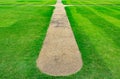 Grass field with line pattern texture background and walkway Royalty Free Stock Photo