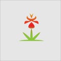 Grass flower sunshine spring natural logo, ecology symbol design Royalty Free Stock Photo