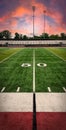 Grass Football Field at night with Yard Number Fifty with sky background Royalty Free Stock Photo