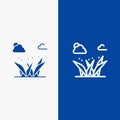 Grass, Grasses, Green, Spring Line and Glyph Solid icon Blue banner Line and Glyph Solid icon Blue banner Royalty Free Stock Photo