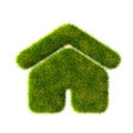 Grass home icon from grass on blue sky background Royalty Free Stock Photo