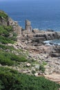 Coast, promontory, sea, sky, archaeological, site, rock, cliff, terrain, cape, escarpment, ancient, history, ruins, klippe, geolog Royalty Free Stock Photo