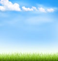 Grass lawn with clouds on blue sky Royalty Free Stock Photo