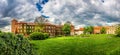 Grass lawn in Wawel castle, panoramic view Royalty Free Stock Photo