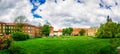 Grass lawn in Wawel castle, panoramic view Royalty Free Stock Photo